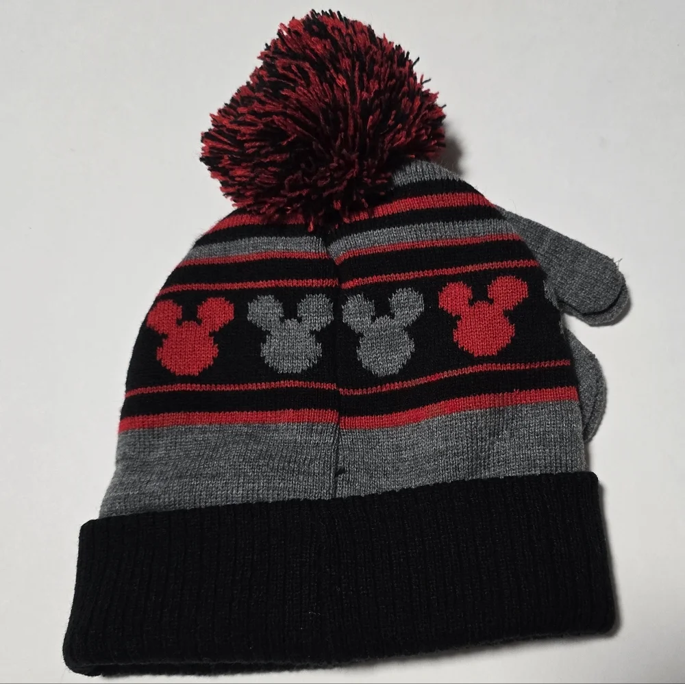 Mouse Kids Winter Hat and Glove Set - Black and Red, Size 2T - 5T - Picture 4 of 6